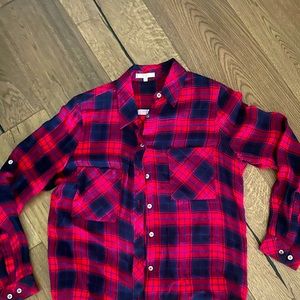 Red and Navy Blue Plaid Shirt